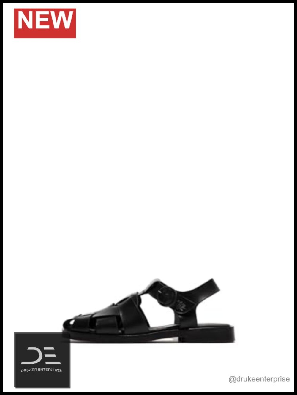 Leather Sandals with Adjustable Hook-and-Loop Straps